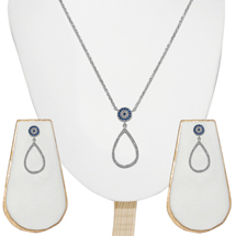 EVIL EYE SILVER TEARDROP SET