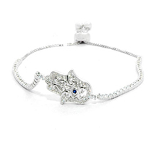 EVIL EYE SILVER HAND OF FATIMA BRACELET