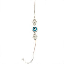 EVIL EYE SILVER HAND OF FATIMA BRACELET