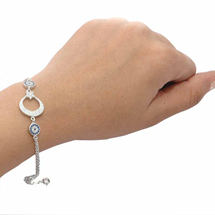 EVIL EYE SILVER CRESCENT MOON BRACELET