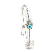 EVIL EYE SILVER HAND OF FATIMA BRACELET