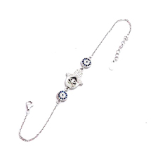 EVIL EYE SILVER HAND OF FATIMA BRACELET