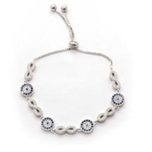 EVIL EYE SILVER INFINITY & ROUND BRACELET