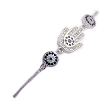 EVIL EYE SILVER HAND OF FATIMA BRACELET