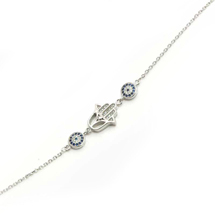 EVIL EYE SILVER HAND OF FATIMA BRACELET