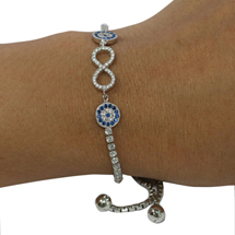 EVIL EYE SILVER INFINITY BRACELET