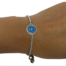 EVIL EYE SILVER & BLUE ROUND BRACELET