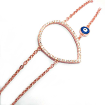 EVIL EYE ROSE COLORED TEARDROP BRACELET