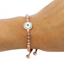 EVIL EYE ROSE COLORED ROUND BRACELET