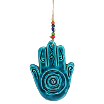 EVIL EYE CERAMIC BLUE PEACOCK WALL HANGING