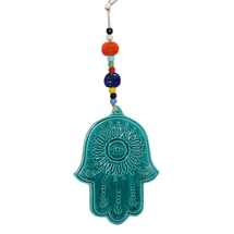 EVIL EYE CERAMIC BLUE PEACOCK WALL HANGING