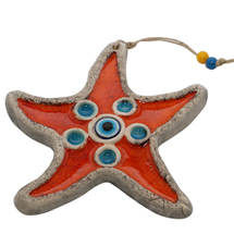 EVIL EYE ORANGE CERAMIC STARFISH WALL HANGING