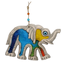 EVIL EYE MIX COLOUR CERAMIC ELEPHANT WALL HANGING