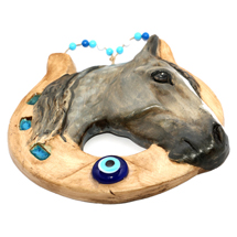 EVIL EYE CERAMIC HORSE & HORSESHOE WALL HANGING