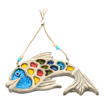 EVIL EYE CERAMIC FISH WALL HANGING