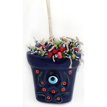 EVIL EYE CERAMIC FLOWER VASE WALL HANGING