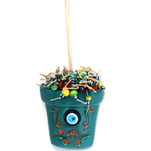 EVIL EYE CERAMIC FLOWER VASE WALL HANGING