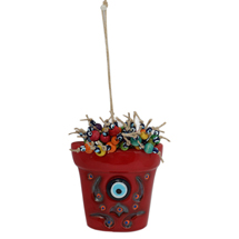 EVIL EYE CERAMIC FLOWER VASE WALL HANGING