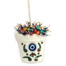 EVIL EYE CERAMIC FLOWER VASE WALL HANGING