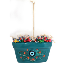 EVIL EYE CERAMIC FLOWER VASE WALL HANGING