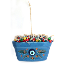 EVIL EYE CERAMIC FLOWER VASE WALL HANGING