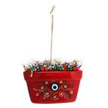 EVIL EYE CERAMIC FLOWER VASE WALL HANGING