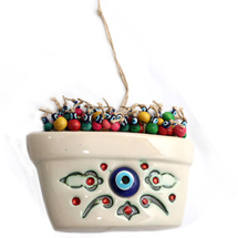 EVIL EYE CERAMIC FLOWER VASE WALL HANGING