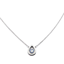 EVIL EYE SILVER TEARDROP NECKLACE