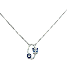 EVIL EYE SILVER BUTTERFLY CHARM NECKLACE