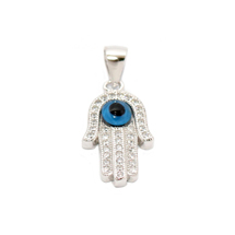 EVIL EYE SILVER HAND OF FATIMA PENDANT