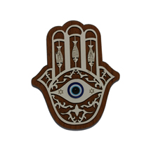 EVIL EYE HAND OF FATIMA WOODEN FRIDGE MAGNET