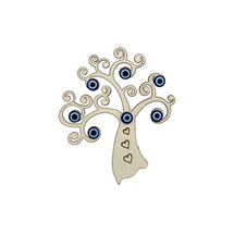 EVIL EYE TREE OF LIFE WOODEN FRIDGE MAGNET