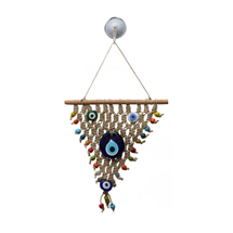 WOOD AND GLASS EVIL EYE WALL HANGING